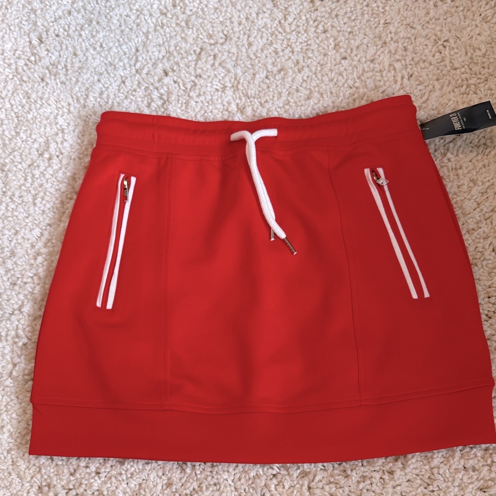 Red white small forever 21 new sporty Women's short Skirt with Drawstring